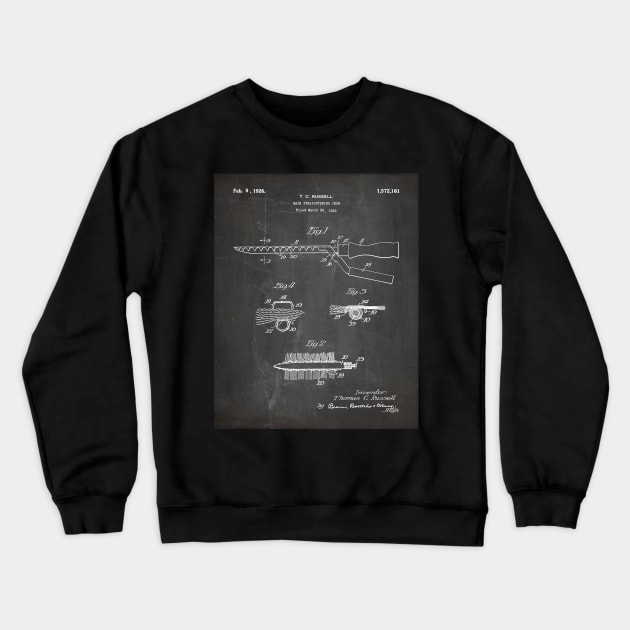 Curling Iron Patent - Hair Stylist Beauty School Art - Black Chalkboard Crewneck Sweatshirt by patentpress